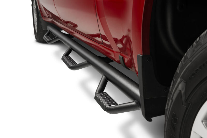 N-Fab Nerf Step 3in Hoop Step Bars For 2019 Chevy Silverado 1500 / GMC Sierra 1500 Crew Cab 5.5 ft Bed - Bed Access - Textured Black