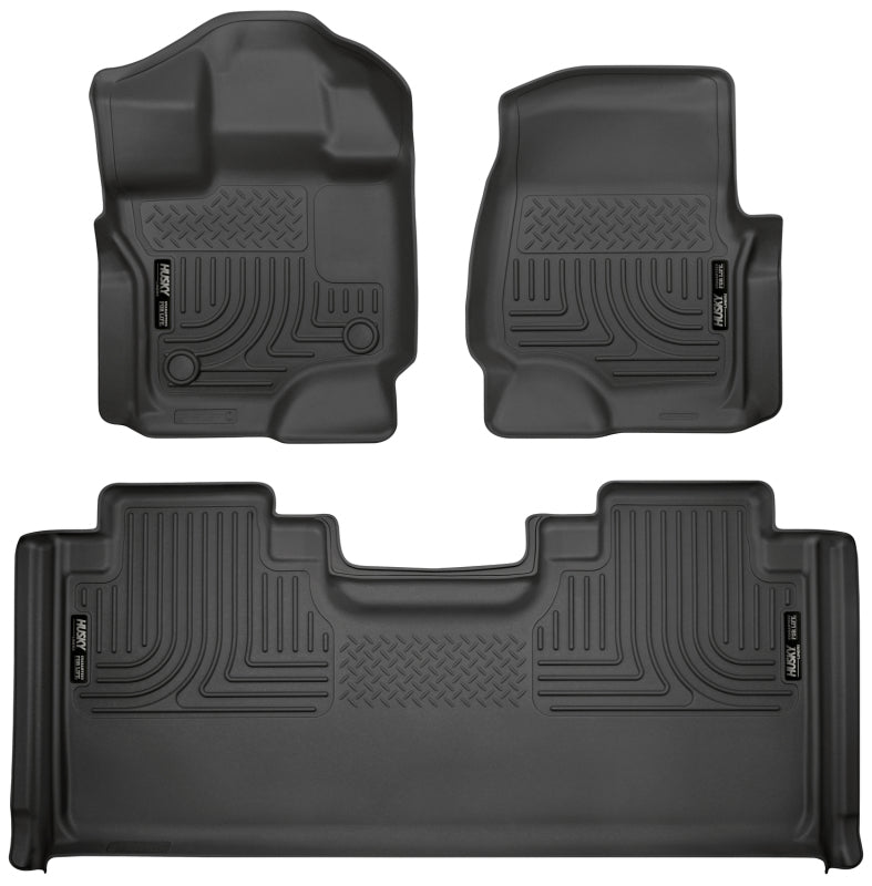 Husky Liners WeatherBeater Front & 2nd Seat Floor Liners For 2015-2019 Ford F-150 SuperCab - Black