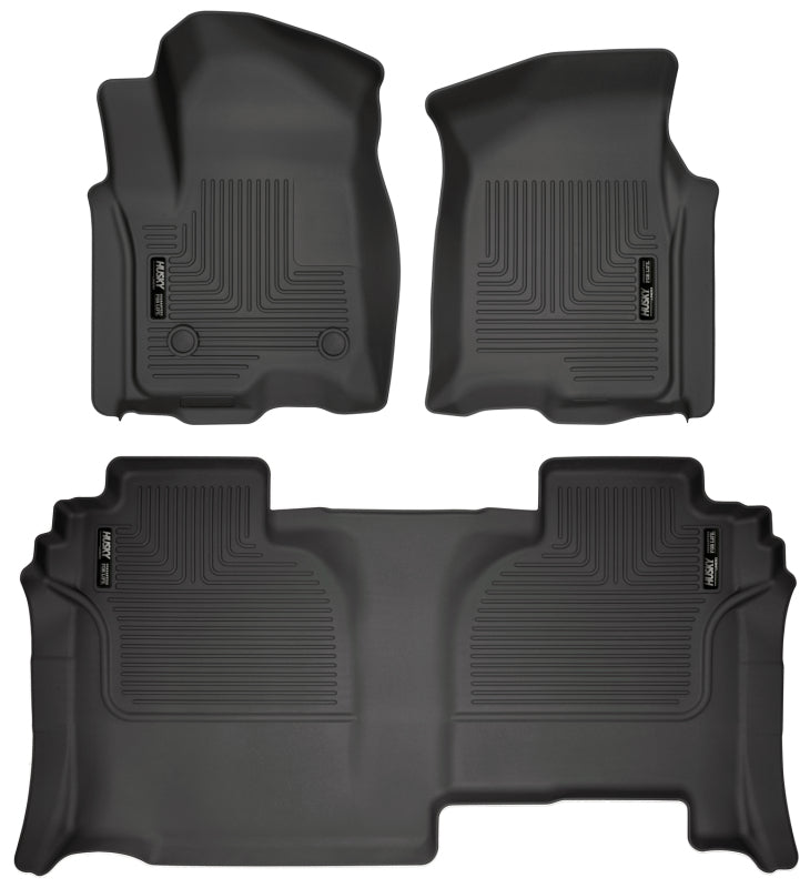 Husky Liners WeatherBeater Front & 2nd Seat Floor Liners For 2019-2023 GMC Sierra 1500 & 2019-2026 2500/3500 Double Cab - Black