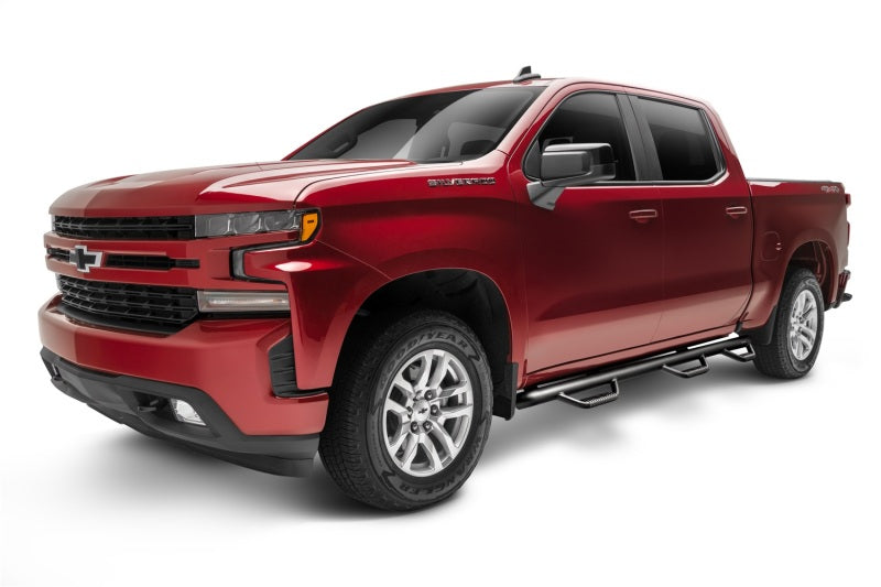 N-Fab Nerf Step 3in Hoop Step Bars For 2019 Chevy Silverado 1500 / GMC Sierra 1500 Crew Cab 5.5 ft Bed - Bed Access - Textured Black