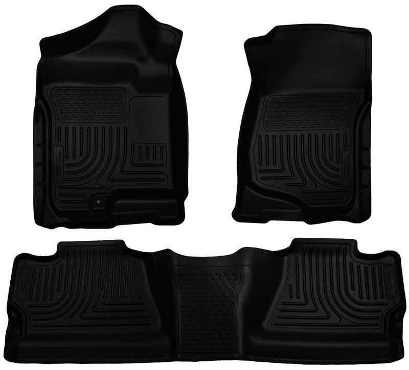 Husky Liners WeatherBeater Front & 2nd Seat Floor Liners For 2007-2012 Chevy Silverado 1500 / GMC Sierra 1500 & 2007-2014 2500/3500 Crew Cab - Black