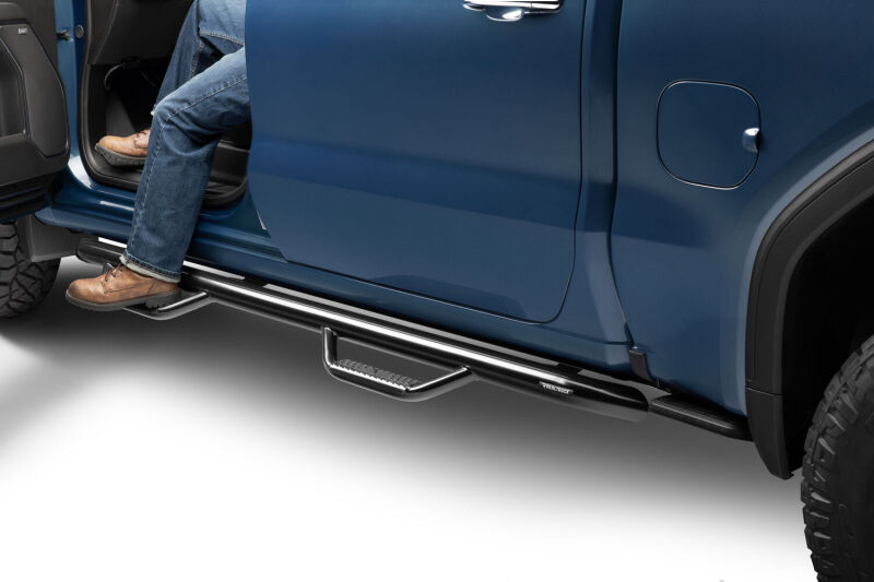 N-Fab Nerf Step 3in Hoop Step Bars For 2019 Chevy Silverado 1500 / GMC Sierra 1500 Crew Cab - Cab Length - Gloss Black