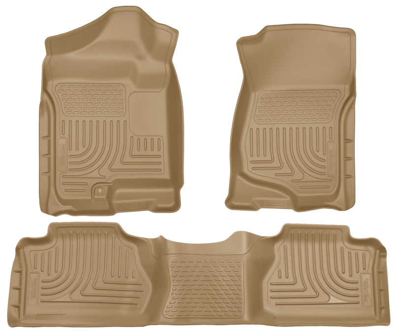 Husky Liners WeatherBeater Front & 2nd Seat Floor Liners For 2007-2012 Chevy Silverado 1500 / GMC Sierra 1500 & 2007-2013 2500/3500 Extended Cab - Tan