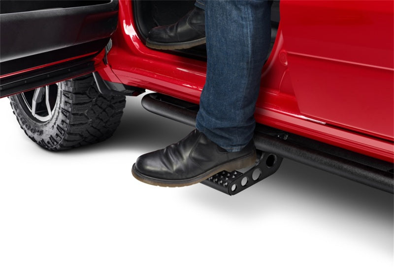 N-Fab RKR Step System 1.75in Rock Rails w/ Detachable Steps For 2019 Ram 1500 Crew Cab (All Beds) - Cab Length - Textured Black