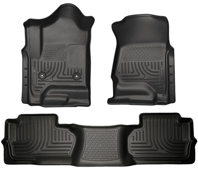 Husky Liners WeatherBeater Front & 2nd Seat Floor Liners For 2014-2019 Chevy Silverado 1500 / GMC Sierra 1500 & 2015-2019 2500/3500 Double Cab - Black