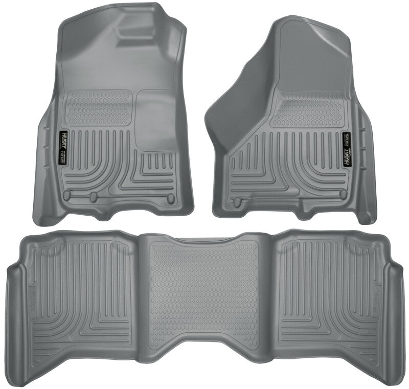 Husky Liners WeatherBeater Front & 2nd Seat Floor Liners For 2012 Ram 1500 & 2010-2018 2500/3500 Crew Cab - Gray