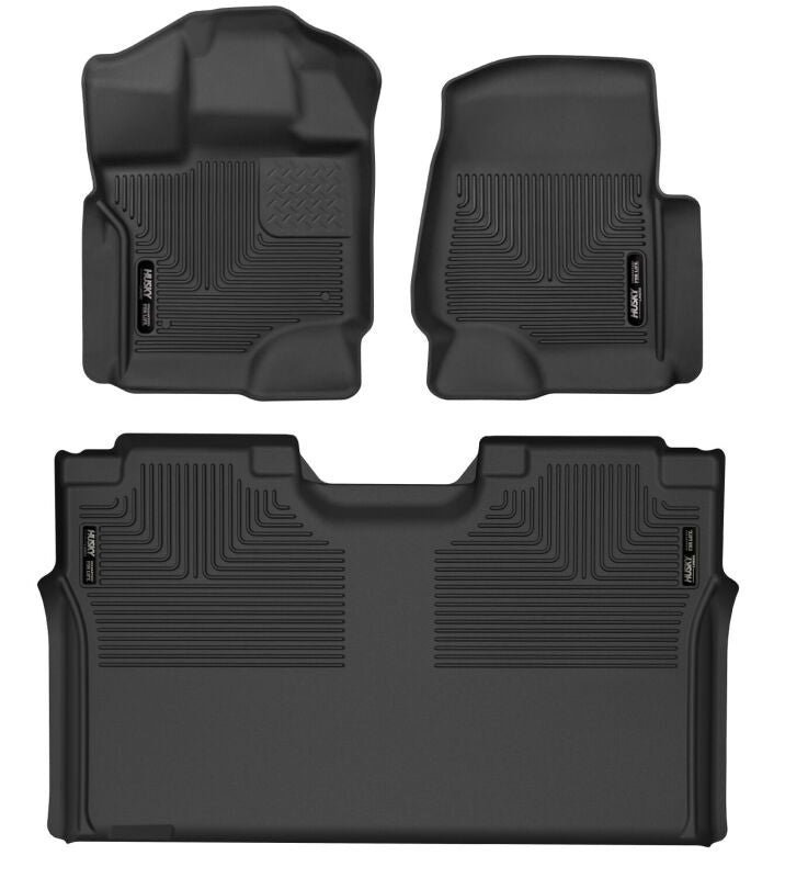 Husky Liners X-act Contour Front & 2nd Seat Floor Liners For 2015-2023 Ford F-150 / 2022-2023 Ford F-150 Lightning SuperCrew - Black