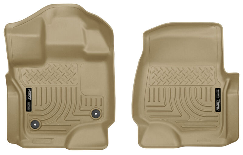 Husky Liners WeatherBeater Front Floor Liners For 2015-2023 Ford F-150 / 2022-2023 Ford F-150 Lightning SuperCrew - Tan