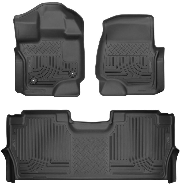 Husky Liners X-act Contour Front & 2nd Seat Floor Liners For 2021-2023 Ford F-150 / 2022-2023 Ford F-150 Lightning SuperCrew - Black