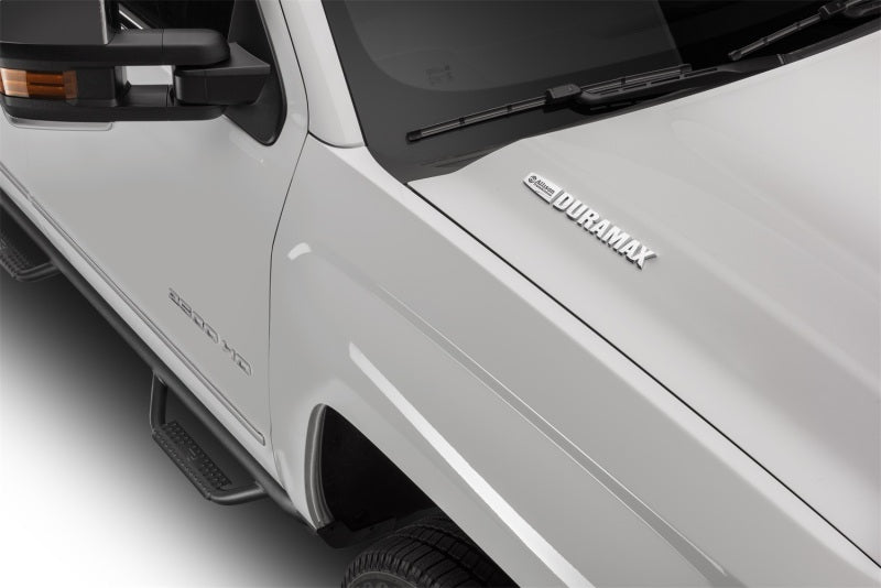 N-Fab Nerf Step 3in Hoop Step Bars For 2004-2006 Chevy Silverado 1500 / GMC Sierra 1500 Crew Cab 5.5 ft Bed - Bed Access - Textured Black