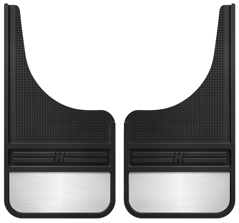 Husky Liners Universal 12in Wide Rubber Front Mud Flaps w/ Weight For 1999-2020 Chevy Silverado 1500 / 1994-2010 Ram 1500 & 1988-2020 2500/3500 - Black