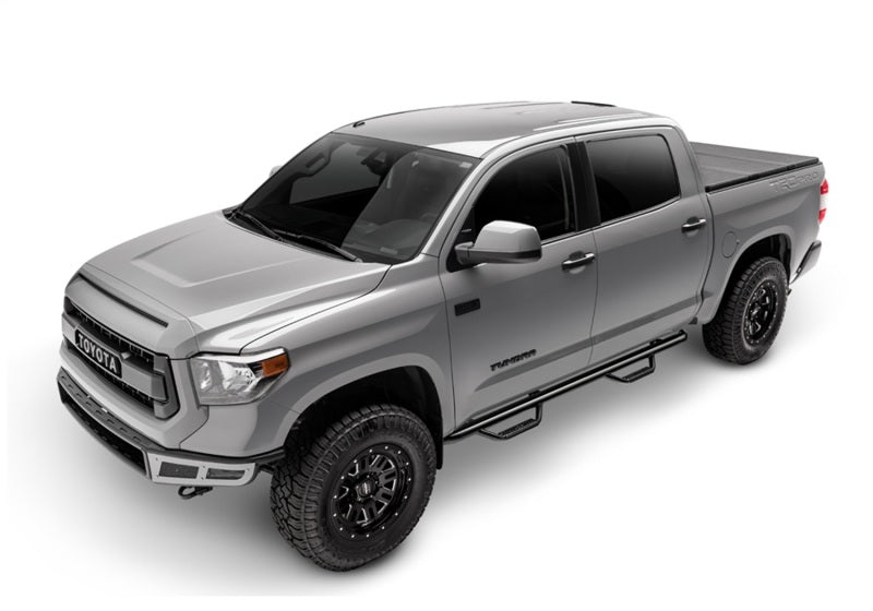 N-Fab Nerf Step 3in Hoop Step Bars For 2001-2004 Toyota Tacoma Double Cab 5 ft Bed - Wheel-to-Wheel - Gloss Black