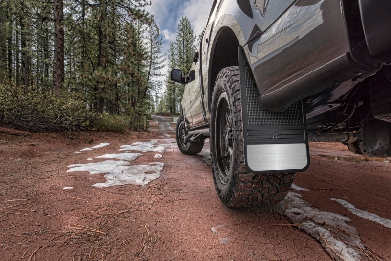 Husky Liners Universal 12in Wide Rubber Rear Mud Flaps w/ Weight For 1999-2020 Chevy Silverado 1500 / 1994-2010 Ram 1500 & 1988-2020 2500/3500 - Black