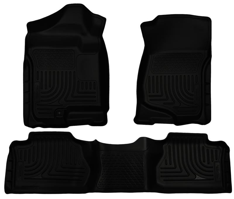 Husky Liners WeatherBeater Front & 2nd Seat Floor Liners For 2007-2012 Chevy Silverado 1500 / GMC Sierra 1500 & 2007-2013 2500/3500 Extended Cab - Black