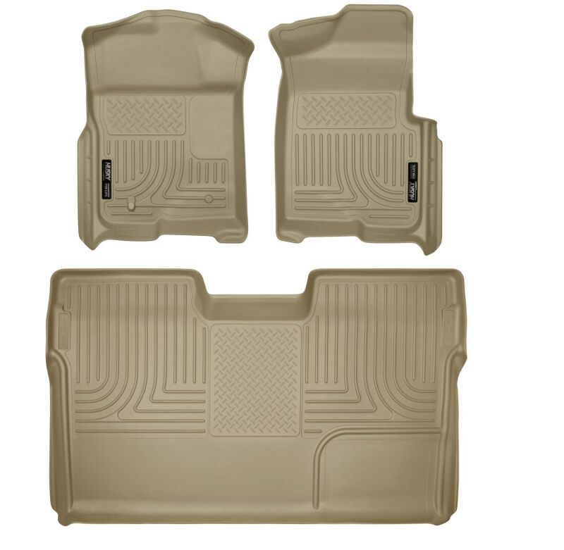 Husky Liners WeatherBeater Front & 2nd Seat Floor Liners For 2009-2012 Ford F-150 SuperCrew - Tan