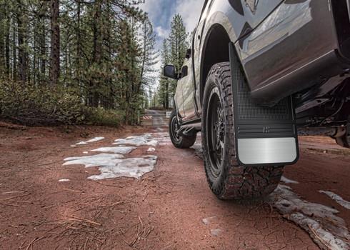 Husky Liners Universal 12in Wide Rubber Rear Mud Flaps w/ Weight For 1999-2020 Chevy Silverado 1500 / 1994-2010 Ram 1500 & 1988-2020 2500/3500 - Black