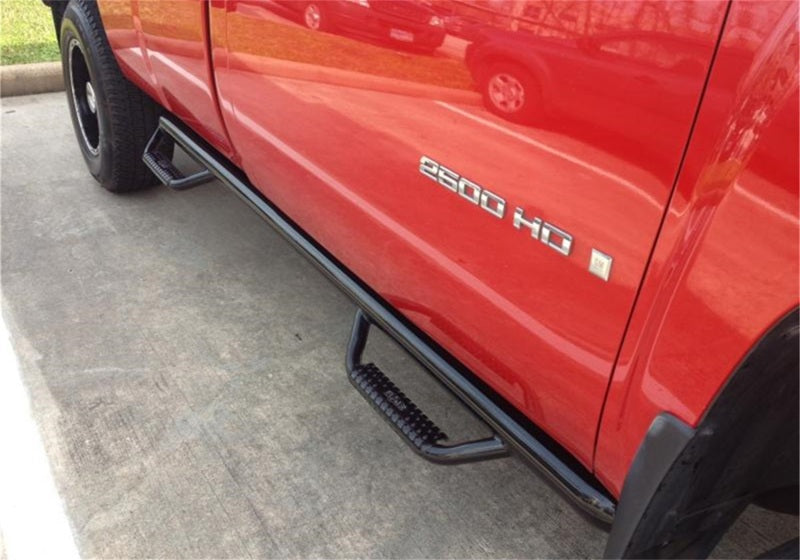 N-Fab Nerf Step 3in Hoop Step Bars For 2011-2013 Chevy Silverado 1500 / GMC Sierra 1500 & 2011-2014 2500/3500 Regular Cab 8 ft Bed - Bed Access - Textured Black