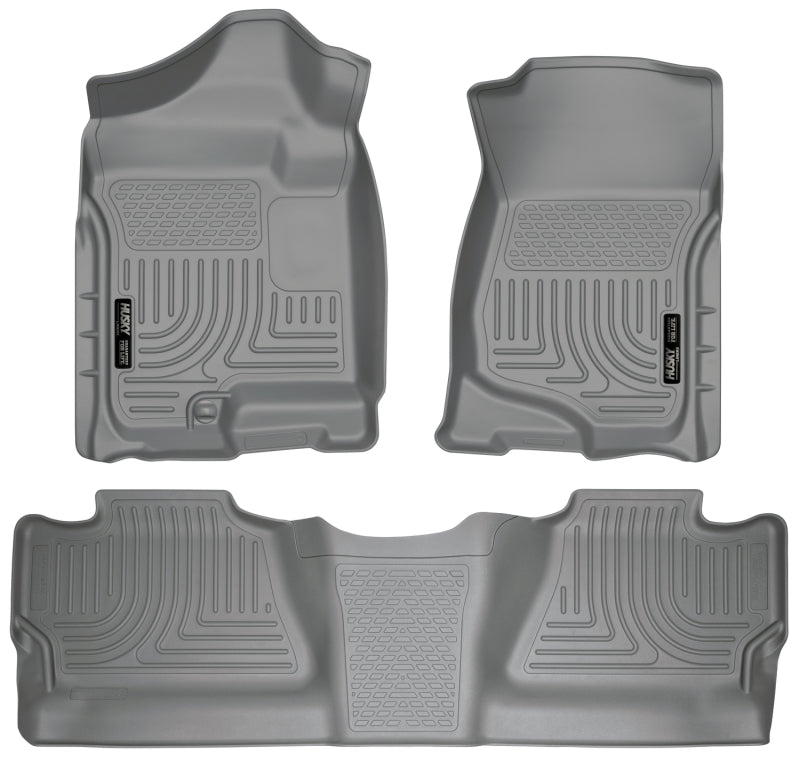 Husky Liners WeatherBeater Front & 2nd Seat Floor Liners For 2007-2012 Chevy Silverado 1500 / GMC Sierra 1500 & 2007-2014 2500/3500 Crew Cab - Gray
