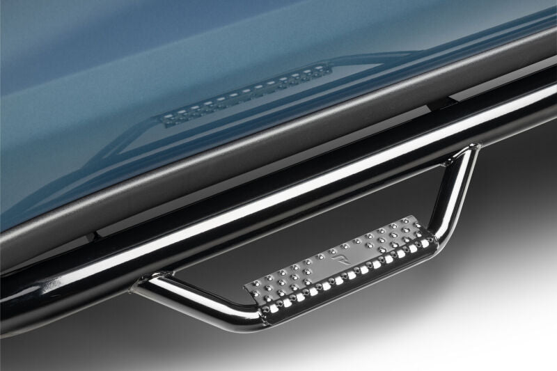 N-Fab Nerf Step 3in Hoop Step Bars For 2019 Chevy Silverado 1500 / GMC Sierra 1500 Crew Cab 5.5 ft Bed - Bed Access - Gloss Black