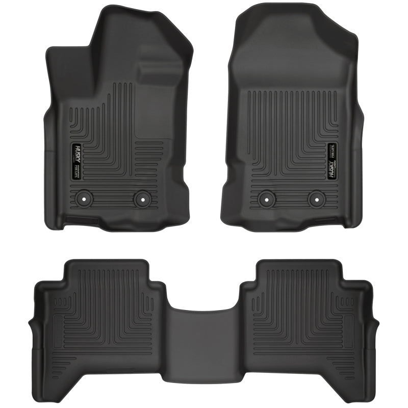 Husky Liners WeatherBeater Front & 2nd Seat Floor Liners For 2024 Toyota Tacoma Crew Cab/Double Cab (Non-Hybrid) - Black