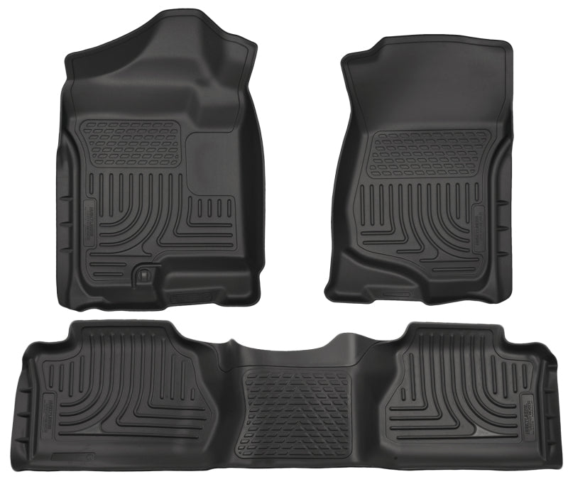 Husky Liners WeatherBeater Front & 2nd Seat Floor Liners For 2007-2012 Chevy Silverado 1500 / GMC Sierra 1500 & 2007-2013 2500/3500 Extended Cab - Black