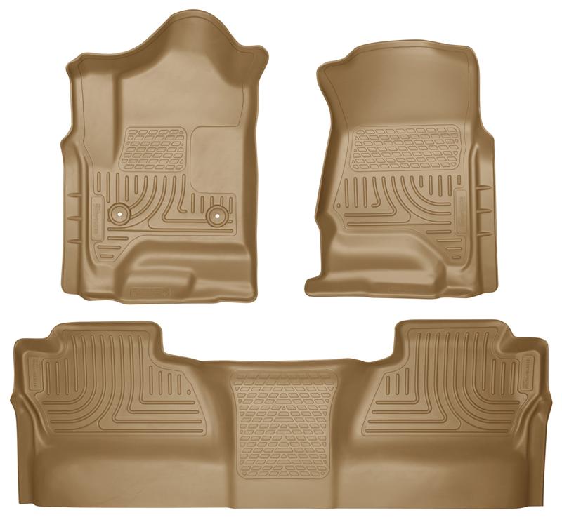 Husky Liners WeatherBeater Front & 2nd Seat Floor Liners For 2014-2018 Chevy Silverado 1500 / GMC Sierra 1500 & 2015-2019 2500/3500 - Tan