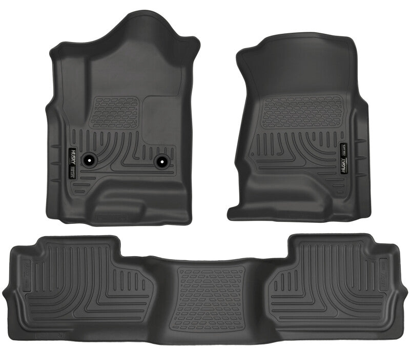 Husky Liners WeatherBeater Front & 2nd Seat Floor Liners For 2014-2019 Chevy Silverado 1500 / GMC Sierra 1500 & 2015-2019 2500/3500 Double Cab - Black