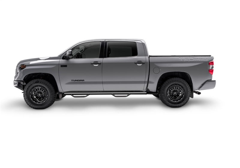 N-Fab Nerf Step 3in Hoop Step Bars For 2014-2017 Chevy Silverado 1500 / GMC Sierra 1500 Crew Cab 5.5 ft Bed - Wheel-to-Wheel - Textured Black