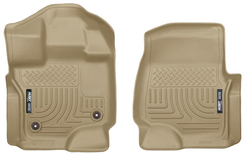 Husky Liners WeatherBeater Front Floor Liners For 2015-2023 Ford F-150 / 2022-2023 Ford F-150 Lightning SuperCrew - Tan