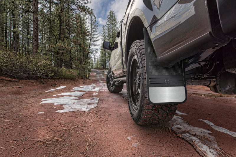 Husky Liners Universal 12in Wide Rubber Rear Mud Flaps w/ Weight For 1999-2020 Chevy Silverado 1500 / 1994-2010 Ram 1500 & 1988-2020 2500/3500 - Black