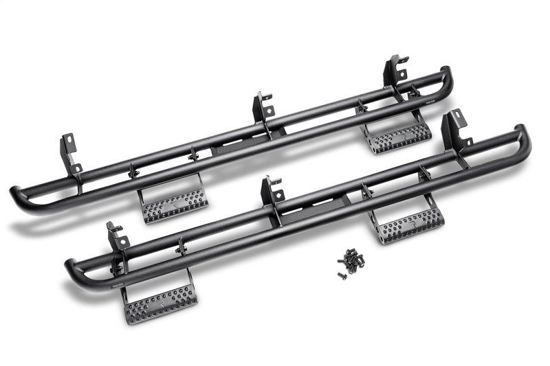N-Fab RKR Step System 1.75in Rock Rails w/ Detachable Steps For 2019 Chevy Silverado 1500 / GMC Sierra 1500 Crew Cab - Cab Length - Textured Black