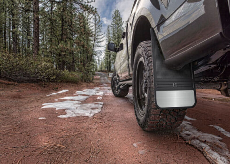 Husky Liners Universal 12in Wide Rubber Front Mud Flaps w/o Weight For 1999-2020 Chevy Silverado 1500 / 1994-2010 Ram 1500 & 1988-2020 2500/3500 - Black