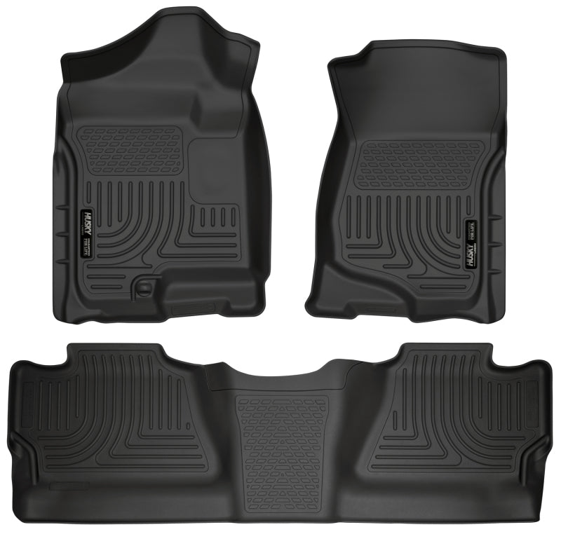 Husky Liners WeatherBeater Front & 2nd Seat Floor Liners For 2007-2012 Chevy Silverado 1500 / GMC Sierra 1500 & 2007-2014 2500/3500 Crew Cab - Black