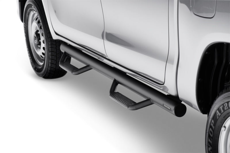 N-Fab Nerf Step 3in Hoop Step Bars For 2016-2017 Toyota Tacoma Double Cab 5 ft Bed - Wheel-to-Wheel - Textured Black